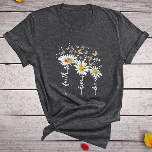 T-shirt Z Kwiatowym Motywem ze sklepu ParinePL w kategorii Bluzki damskie - zdjęcie 148586244