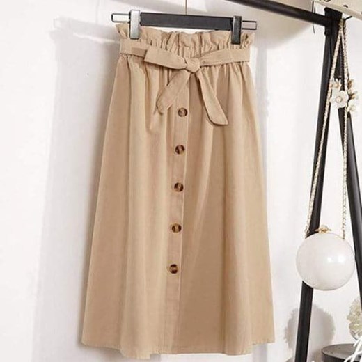 Rozkloszowana Spódnica Na Guziki ze sklepu ParinePL w kategorii Spódnice - zdjęcie 148586680
