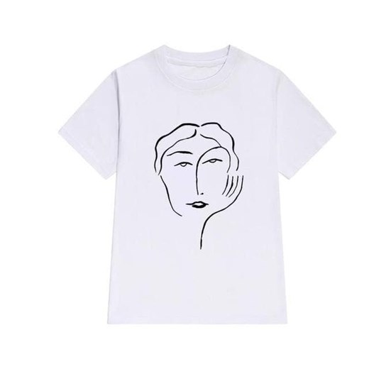 Biały T-shirt Z Grafiką ze sklepu ParinePL w kategorii Bluzki damskie - zdjęcie 148590282