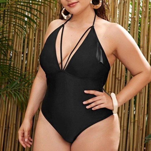 Klasyczne Plus Size Bikini Z Paskami Na Dekolcie ze sklepu ParinePL w kategorii Stroje kąpielowe - zdjęcie 148590892