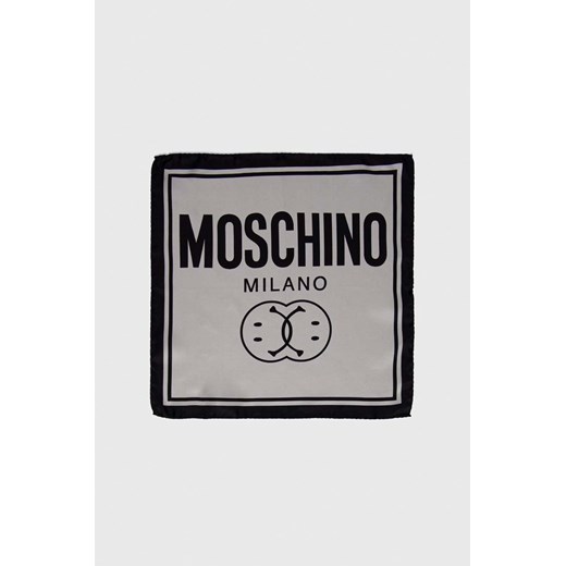 Moschino poszetka jedwabna x Smiley kolor szary Moschino ONE ANSWEAR.com