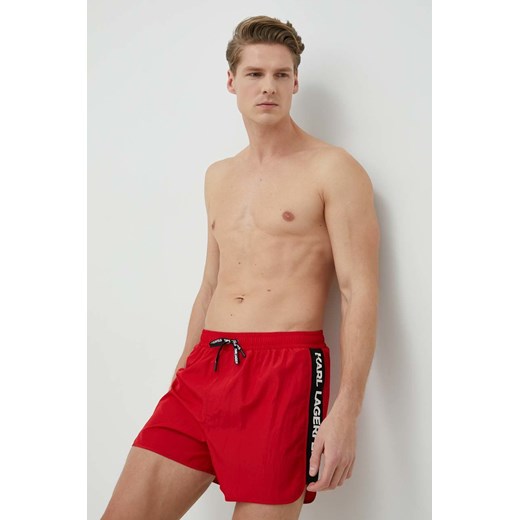 Karl Lagerfeld szorty kąpielowe kolor czerwony ze sklepu ANSWEAR.com w kategorii Kąpielówki - zdjęcie 148598603