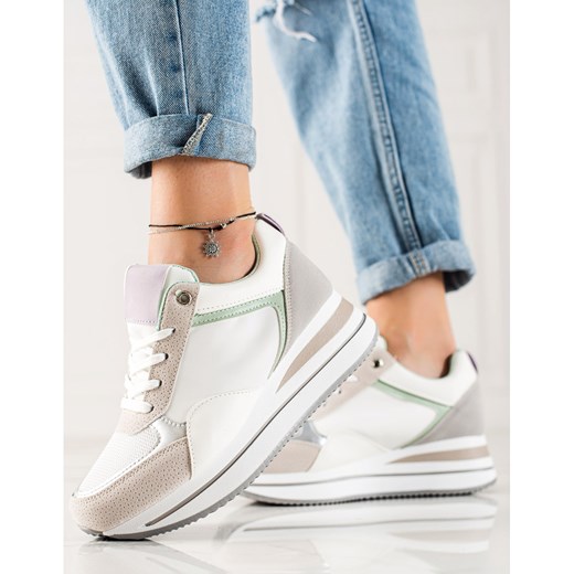 TRENDI Stylowe Sneakersy Na Platformie białe wielokolorowe Trendi 40 ButyModne.pl