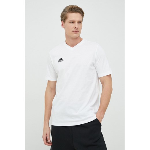 adidas Performance t-shirt bawełniany Entrada 22 kolor biały gładki HC0452 ze sklepu ANSWEAR.com w kategorii T-shirty męskie - zdjęcie 148618374