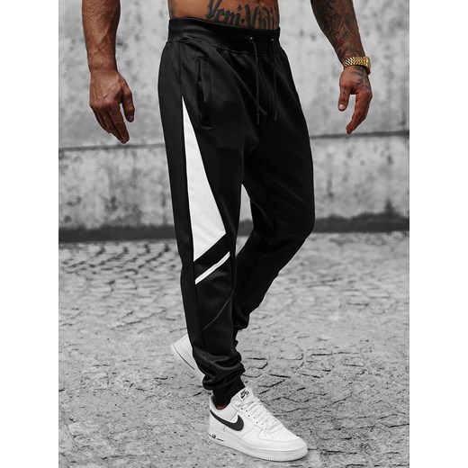 Spodnie dresowe męskie czarno-białe OZONEE JS/8K182 ze sklepu ozonee.pl w kategorii Spodnie męskie - zdjęcie 148618800