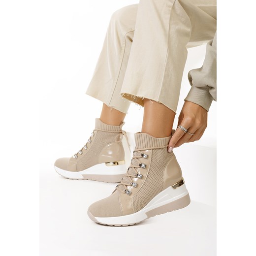 Beżowe sneakersy wysokie Midian ze sklepu Zapatos w kategorii Buty sportowe damskie - zdjęcie 148632170