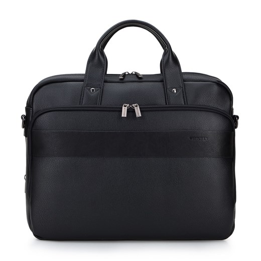 Męska torba na laptopa z dodatkową kieszenią z przodu czarna ze sklepu WITTCHEN w kategorii Torby na laptopa - zdjęcie 148635134