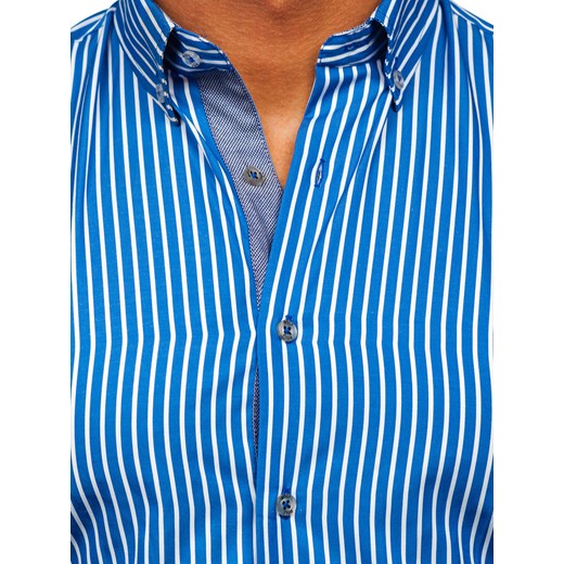 Denley koszula męska niebieska z długim rękawem casual 