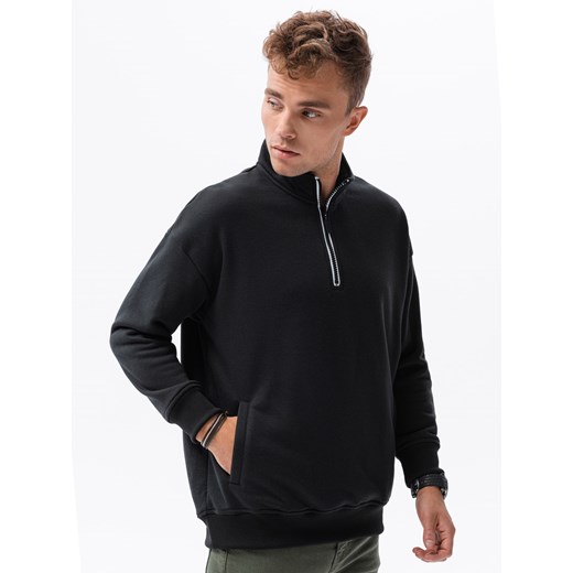 Bluza męska ze stójka rozpinaną na suwak - czarna V8 B1353 XXL ombre
