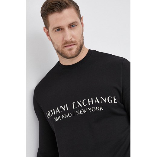 Armani Exchange bluza bawełniana męska kolor czarny z nadrukiem 8NZM88 ZJKRZ NOS ze sklepu ANSWEAR.com w kategorii Bluzy męskie - zdjęcie 148654382