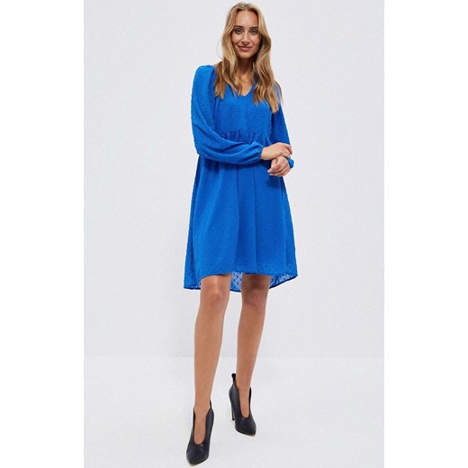 Sukienka z bufiastymi rękawami w kolorze niebieskim 4000, Kolor niebieski, Rozmiar S, Moodo ze sklepu Primodo w kategorii Sukienki - zdjęcie 148677601