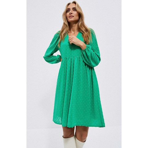 Sukienka z bufiastymi rękawami w kolorze zielonym 4000, Kolor zielony, Rozmiar S, Moodo ze sklepu Primodo w kategorii Sukienki - zdjęcie 148677602
