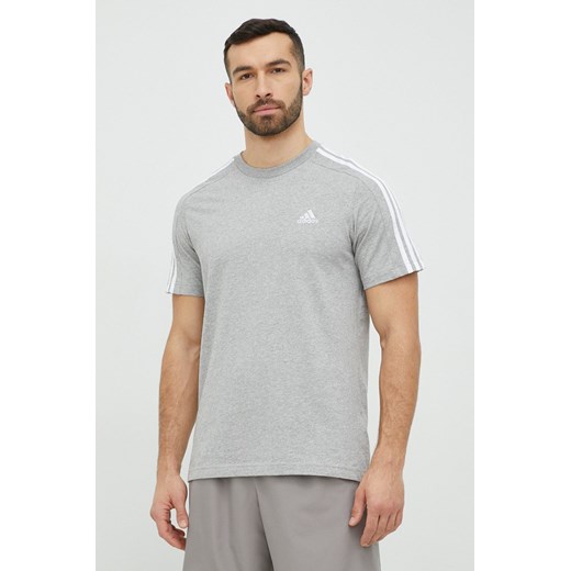 adidas t-shirt bawełniany kolor szary gładki IC9337 ze sklepu ANSWEAR.com w kategorii T-shirty męskie - zdjęcie 148696652