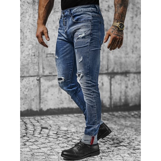 Spodnie jeansowe męskie niebieskie OZONEE NB/MP0126BZ ze sklepu ozonee.pl w kategorii Jeansy męskie - zdjęcie 148973173