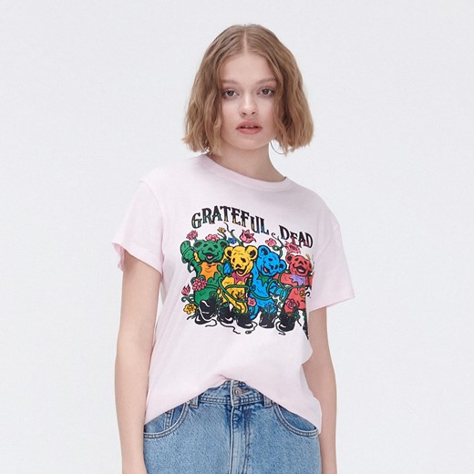 Cropp - T-shirt oversize Grateful Dead - Różowy Cropp L promocyjna cena Cropp