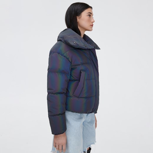 Cropp - Pikowana kurtka z efektem holo - Fioletowy Cropp XS okazja Cropp