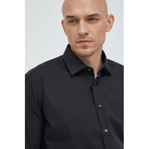 Seidensticker koszula bawełniana X-Slim męska kolor czarny slim z kołnierzykiem klasycznym 01.493690 ze sklepu ANSWEAR.com w kategorii Koszule męskie - zdjęcie 148988101