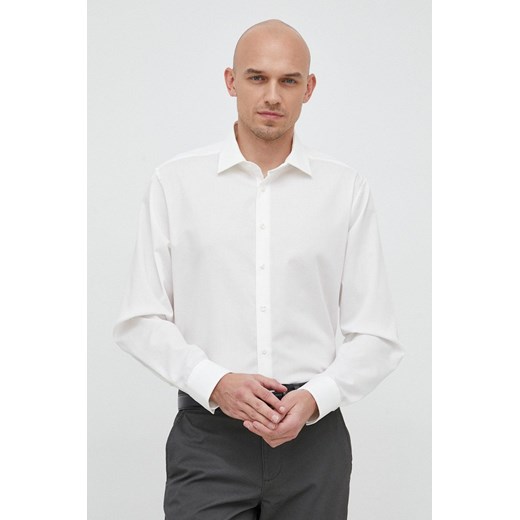 Seidensticker koszula bawełniana Shaped męska kolor beżowy slim z kołnierzykiem klasycznym 01.021000 ze sklepu ANSWEAR.com w kategorii Koszule męskie - zdjęcie 149001960