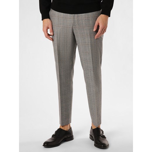 BOSS Męskie spodnie od garnituru modułowego Mężczyźni Comfort Fit wełna ze strzyży szary wzorzysty ze sklepu vangraaf w kategorii Spodnie męskie - zdjęcie 149003680