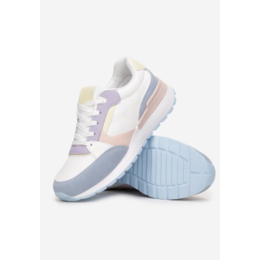 Biało-Fioletowe Sneakersy ze Sznurowaniem na Płaskiej Podeszwie Luvirn 39 wyprzedaż born2be.pl