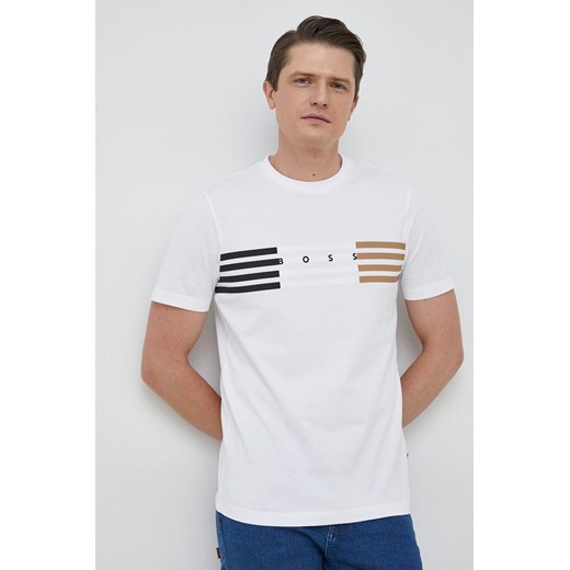 BOSS t-shirt męski kolor biały z nadrukiem L ANSWEAR.com