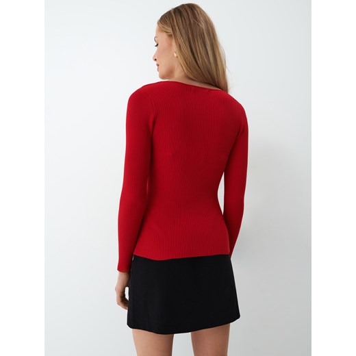 Mohito - Czerwony sweter z dekoltem serce - Czerwony Mohito L Mohito