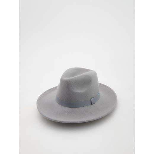 Reserved - Wełniany kapelusz fedora - Szary Reserved M okazja Reserved