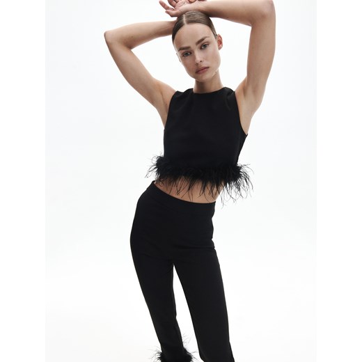 Reserved - Bluzka z piórami - Czarny Reserved 34 wyprzedaż Reserved