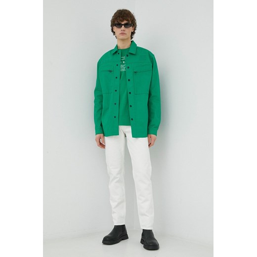 G-Star Raw kurtka męska kolor zielony przejściowa oversize ze sklepu ANSWEAR.com w kategorii Kurtki męskie - zdjęcie 149159782