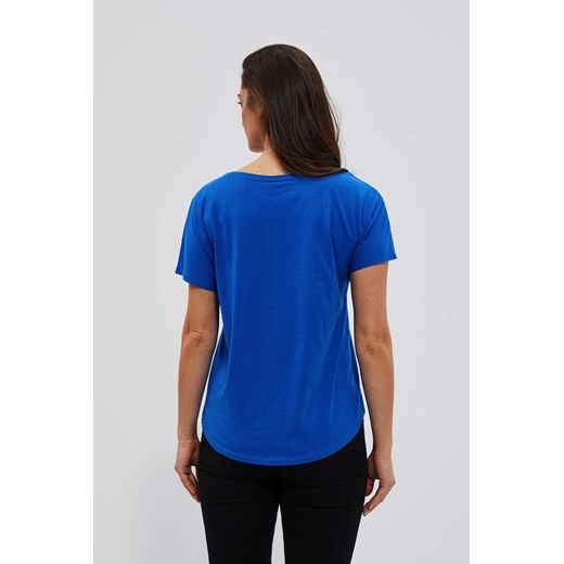 Bawełniana bluzka z napisem niebieska ze sklepu Moodo.pl w kategorii Bluzki damskie - zdjęcie 149194473