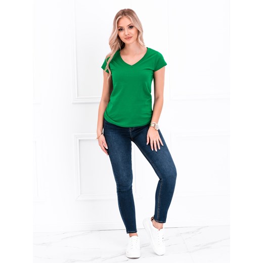 T-shirt damski basic 002SLR - zielony ze sklepu Edoti w kategorii Bluzki damskie - zdjęcie 149195990