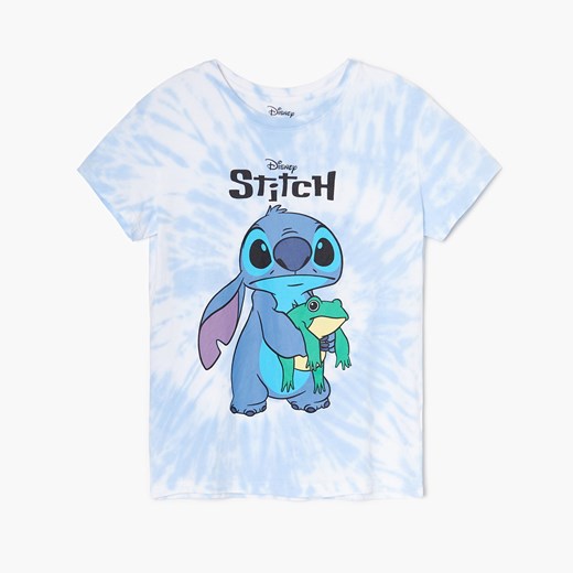 Cropp - Koszulka oversize tie-dye Lilo & Stitch - Niebieski Cropp S Cropp okazja