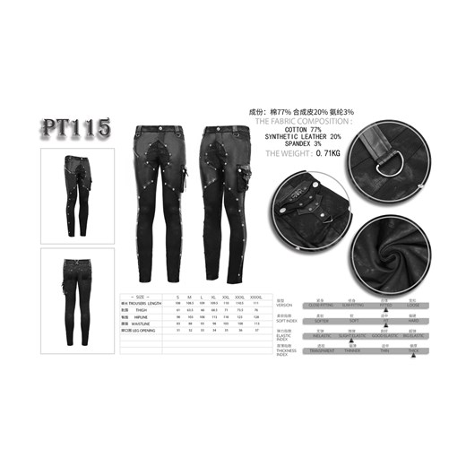 spodnie męskie devil fashion - london punk slim-fit punk S M Metal-shop