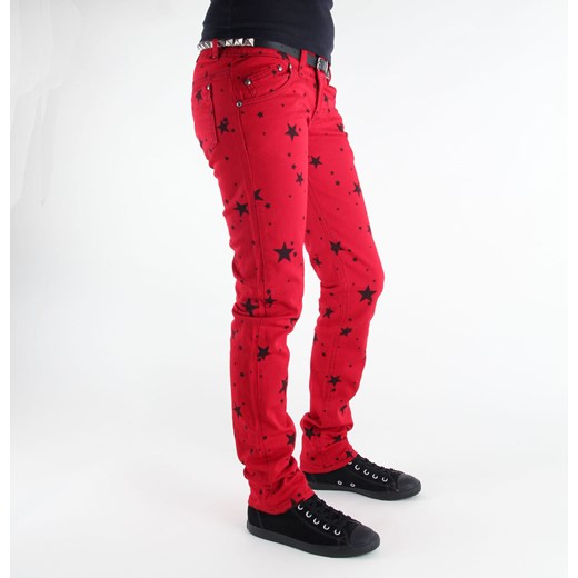 kalhoty dámské 3rdand56th - star skinny jeans - jm1097 - red 32 32 promocyjna cena Metal-shop