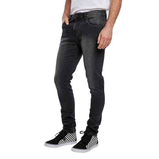 spodnie męskie urban classics - slim fit zip jeans - real black washed 30/32 34/32 Metal-shop