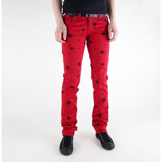 kalhoty dámské 3rdand56th - star skinny jeans - jm1097 - red 32 32 okazja Metal-shop