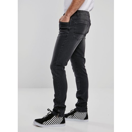 spodnie męskie urban classics - slim fit zip jeans - real black washed 30/32 33/32 Metal-shop