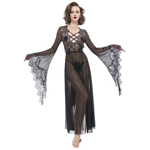 sukienka damska (koszula nocna) devil fashion - heid' gothic flared sleeve lace 3XL Metal-shop