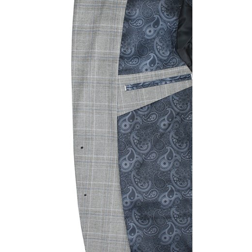 Marynarka Casualowa Szara w Kratkę, Taliowana, Dwa Guziki, Dwa Rozcięcia -RIGON Rigon 100/176 JegoSzafa.pl