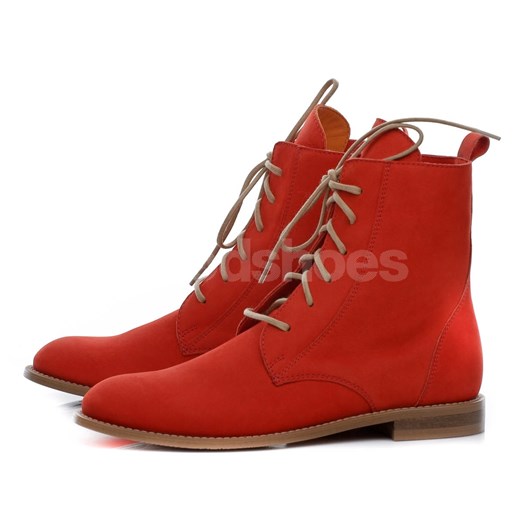 Trzewiki Damskie NORD Czerwony Skóra Zamsz goodshoes elegancki