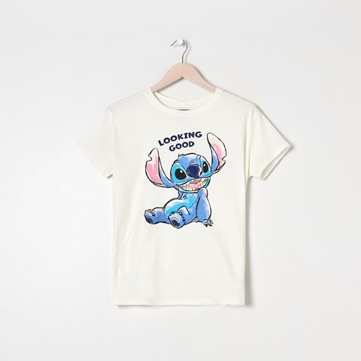 Sinsay - Koszulka bawełniana Lilo i Stich - Kremowy Sinsay S promocja Sinsay