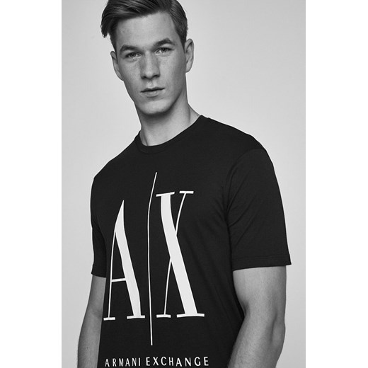 Armani Exchange t-shirt bawełniany kolor czarny z nadrukiem Armani Exchange XXL ANSWEAR.com