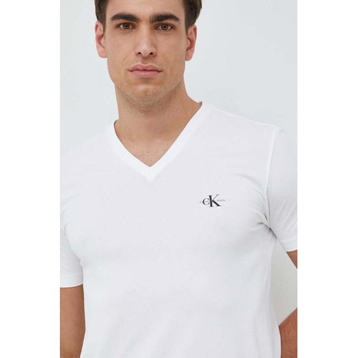 Calvin Klein Jeans t-shirt męski kolor biały gładki L ANSWEAR.com