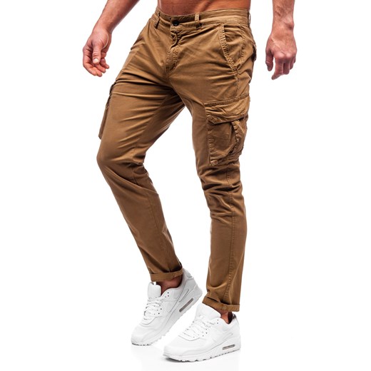 Camelowe spodnie materiałowe bojówki męskie Denley ZK7815 M Denley
