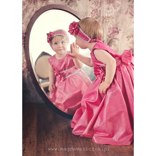 Sukienka Retro Róż (z opaską), OLLI buy4kids rozowy dziewczęce