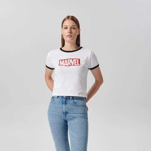 Sinsay - Crop top Marvel - Biały Sinsay L okazja Sinsay