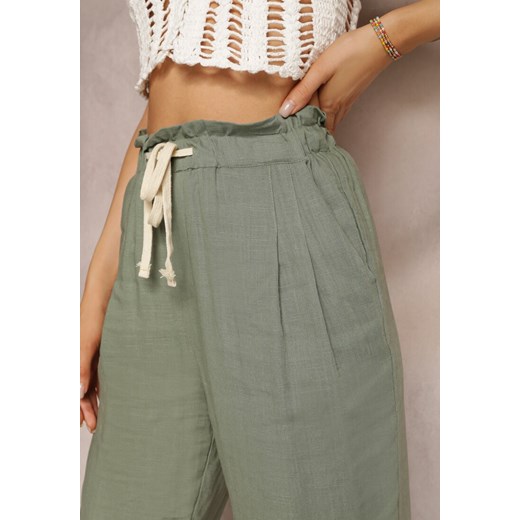 Zielone Szerokie Spodnie z Bawełny Pholnih Renee XL okazja Renee odzież