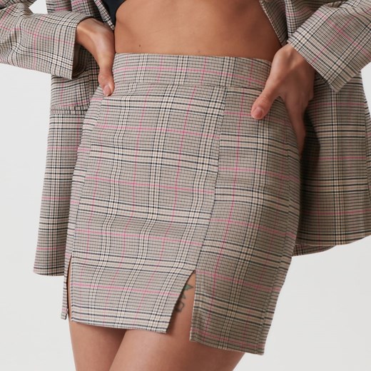 Spódnica Sinsay mini wiosenna casual w kratkę 