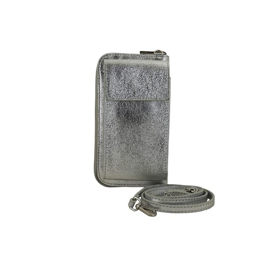 Portfel / etui na telefon ze skóry metalizowanej - Srebrny ze sklepu Barberinis w kategorii Etui - zdjęcie 149410383
