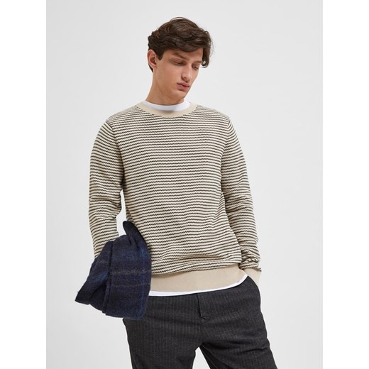 Sweter "Robin" w kolorze beżowo-czarnym Selected Homme XL promocyjna cena Limango Polska